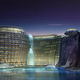 £345million InterContinental Shimao cave hotel in the Songjiang District has been designed by British-based firm Atkins and will have 380 rooms over 19 storeys - two of which will be underwater.